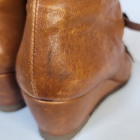 Eric Michael Women’s Lena Brown Leather Wedge Ankle Boot Size 38‎ US 7.5 - Picture 10 of 10